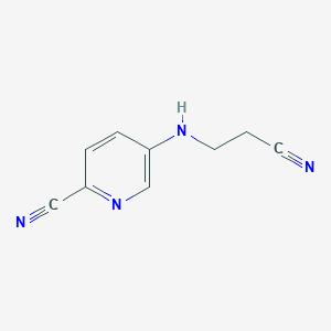 molecular formula C9H8N4 B13326306 5-[(2-Cyanoethyl)amino]pyridine-2-carbonitrile 