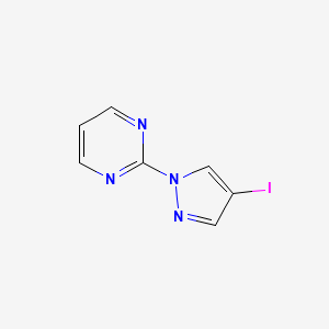 molecular formula C7H5IN4 B13326318 2-(4-iodo-1H-pyrazol-1-yl)pyrimidine 