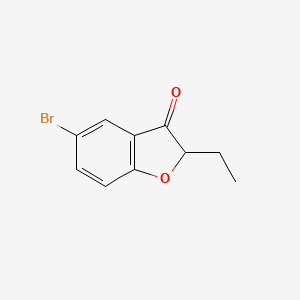 molecular formula C10H9BrO2 B13326342 5-Bromo-2-ethyl-2,3-dihydro-1-benzofuran-3-one 