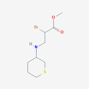 molecular formula C9H16BrNO2S B13326381 Methyl 2-bromo-3-((tetrahydro-2H-thiopyran-3-yl)amino)propanoate 