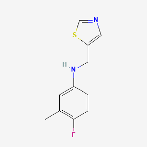 molecular formula C11H11FN2S B13326396 4-fluoro-3-methyl-N-(1,3-thiazol-5-ylmethyl)aniline 