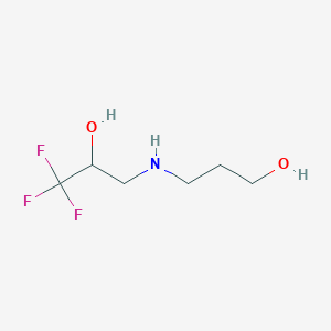 molecular formula C6H12F3NO2 B13326508 1,1,1-Trifluoro-3-[(3-hydroxypropyl)amino]propan-2-ol 