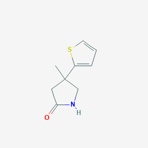 molecular formula C9H11NOS B13326538 4-Methyl-4-(thiophen-2-YL)pyrrolidin-2-one 