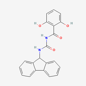 molecular formula C21H16N2O4 B13326553 N-((9H-Fluoren-9-yl)carbamoyl)-2,6-dihydroxybenzamide 