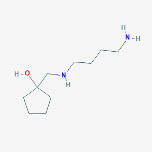 molecular formula C10H22N2O B13326574 1-(((4-Aminobutyl)amino)methyl)cyclopentan-1-ol 