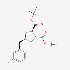 molecular formula C21H30BrNO4 B13326603 Di-tert-butyl (2S,4S)-4-(3-bromobenzyl)pyrrolidine-1,2-dicarboxylate 