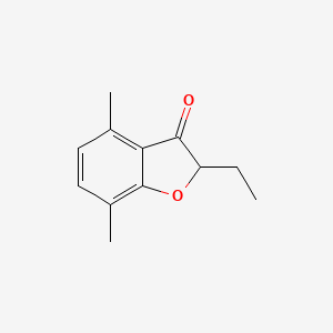 molecular formula C12H14O2 B13326676 2-Ethyl-4,7-dimethyl-2,3-dihydro-1-benzofuran-3-one 