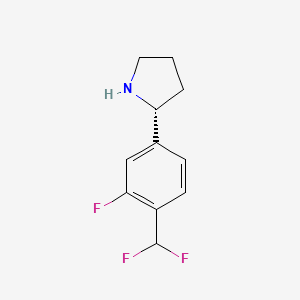 molecular formula C11H12F3N B13326679 (R)-2-(4-(Difluoromethyl)-3-fluorophenyl)pyrrolidine 