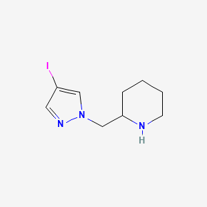 molecular formula C9H14IN3 B13326703 2-((4-iodo-1H-pyrazol-1-yl)methyl)piperidine 