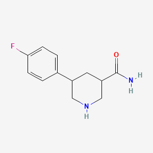 molecular formula C12H15FN2O B13326746 5-(4-Fluorophenyl)piperidine-3-carboxamide 