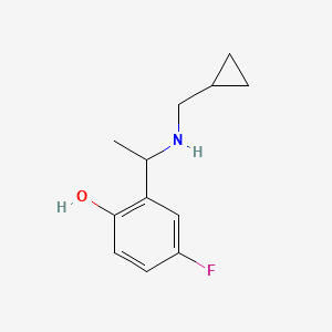 molecular formula C12H16FNO B13326789 2-{1-[(Cyclopropylmethyl)amino]ethyl}-4-fluorophenol 