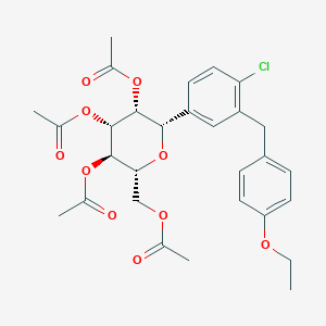 molecular formula C29H33ClO10 B13326821 (2R,3R,4R,5R,6S)-2-(Acetoxymethyl)-6-(4-chloro-3-(4-ethoxybenzyl)phenyl)tetrahydro-2H-pyran-3,4,5-triyl triacetate 