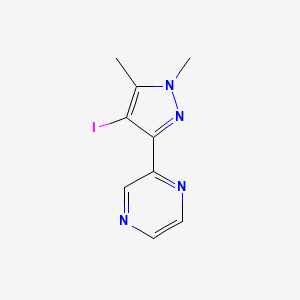 molecular formula C9H9IN4 B13326823 2-(4-iodo-1,5-dimethyl-1H-pyrazol-3-yl)pyrazine 