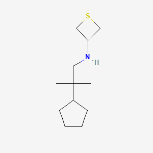 molecular formula C12H23NS B13326849 N-(2-Cyclopentyl-2-methylpropyl)thietan-3-amine 