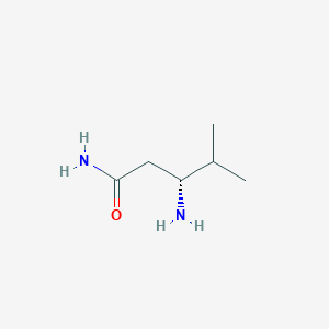 molecular formula C6H14N2O B13326852 (3R)-3-amino-4-methylpentanamide 