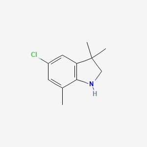 molecular formula C11H14ClN B13326888 5-Chloro-3,3,7-trimethyl-2,3-dihydro-1H-indole 