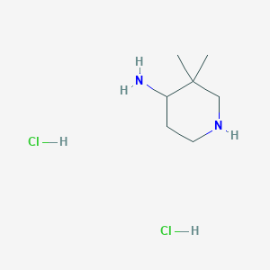 molecular formula C7H18Cl2N2 B13326894 3,3-Dimethylpiperidin-4-amine hydrochloride 