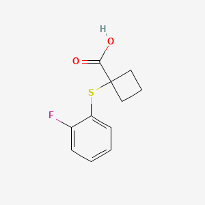 molecular formula C11H11FO2S B13326923 1-((2-Fluorophenyl)thio)cyclobutane-1-carboxylic acid 