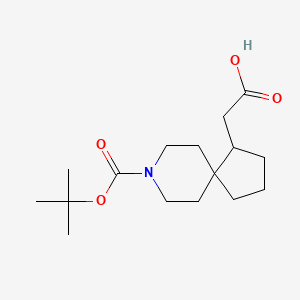 molecular formula C16H27NO4 B13326941 2-(8-(tert-Butoxycarbonyl)-8-azaspiro[4.5]decan-1-yl)acetic acid 