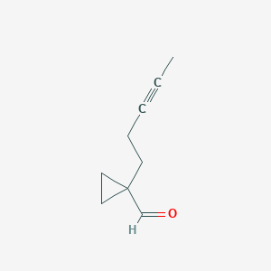 molecular formula C9H12O B13327022 1-(Pent-3-yn-1-yl)cyclopropane-1-carbaldehyde 