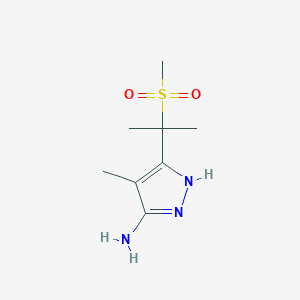 molecular formula C8H15N3O2S B13327035 3-(2-methanesulfonylpropan-2-yl)-4-methyl-1H-pyrazol-5-amine 