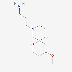 molecular formula C13H26N2O2 B13327044 3-(4-Methoxy-1-oxa-8-azaspiro[5.5]undecan-8-yl)propan-1-amine 