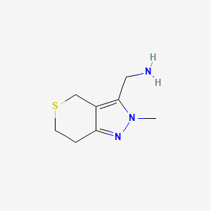 molecular formula C8H13N3S B13327159 (2-Methyl-2,4,6,7-tetrahydrothiopyrano[4,3-c]pyrazol-3-yl)methanamine 