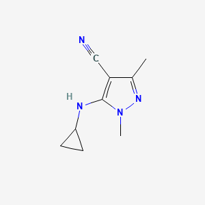 molecular formula C9H12N4 B13327182 5-(Cyclopropylamino)-1,3-dimethyl-1H-pyrazole-4-carbonitrile 