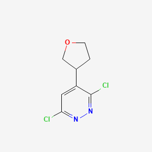 molecular formula C8H8Cl2N2O B13327246 3,6-Dichloro-4-(tetrahydrofuran-3-yl)pyridazine 