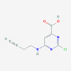 molecular formula C9H8ClN3O2 B13327372 6-[(But-3-yn-1-yl)amino]-2-chloropyrimidine-4-carboxylic acid 