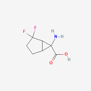 molecular formula C7H9F2NO2 B13327393 6-Amino-2,2-difluorobicyclo[3.1.0]hexane-6-carboxylic acid CAS No. 1394116-63-2