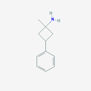 molecular formula C11H15N B13327437 Rel-(1r,3r)-1-methyl-3-phenylcyclobutan-1-amine 