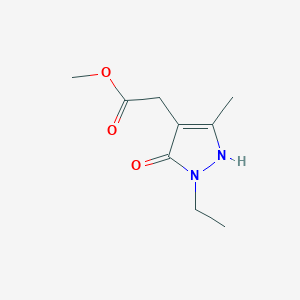 molecular formula C9H14N2O3 B13327493 Methyl 2-(2-ethyl-5-methyl-3-oxo-2,3-dihydro-1H-pyrazol-4-yl)acetate 