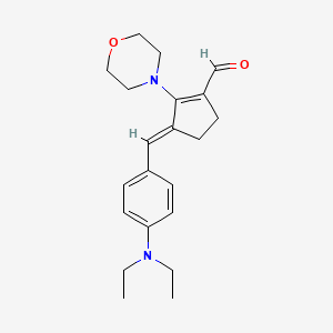 molecular formula C21H28N2O2 B13327582 (3E)-3-{[4-(Diethylamino)phenyl]methylidene}-2-(morpholin-4-YL)cyclopent-1-ene-1-carbaldehyde 