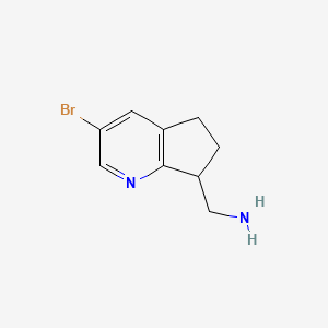 molecular formula C9H11BrN2 B13327633 (3-Bromo-6,7-dihydro-5H-cyclopenta[b]pyridin-7-yl)methanamine 