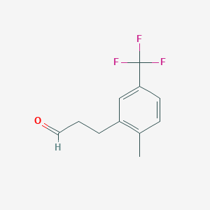 molecular formula C11H11F3O B13327656 Benzenepropanal, 2-methyl-5-(trifluoromethyl)- 