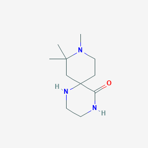 molecular formula C11H21N3O B13327704 8,8,9-Trimethyl-1,4,9-triazaspiro[5.5]undecan-5-one 