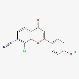 molecular formula C16H8ClNO3 B13327714 8-Chloro-2-(4-hydroxyphenyl)-4-oxo-4H-chromene-7-carbonitrile 