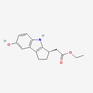 molecular formula C15H17NO3 B13327764 Ethyl (S)-2-(7-hydroxy-1,2,3,4-tetrahydrocyclopenta[b]indol-3-yl)acetate 