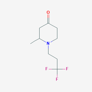 molecular formula C9H14F3NO B13327788 2-Methyl-1-(3,3,3-trifluoropropyl)piperidin-4-one 