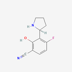 molecular formula C11H11FN2O B13327880 (S)-4-Fluoro-2-hydroxy-3-(pyrrolidin-2-yl)benzonitrile 