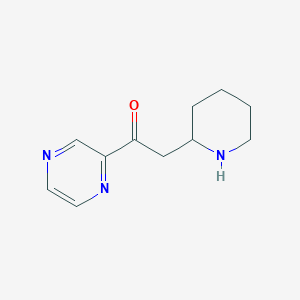 molecular formula C11H15N3O B13327892 2-(Piperidin-2-YL)-1-(pyrazin-2-YL)ethan-1-one 