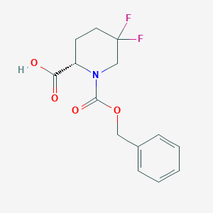 molecular formula C14H15F2NO4 B13327962 (S)-1-((Benzyloxy)carbonyl)-5,5-difluoropiperidine-2-carboxylic acid 