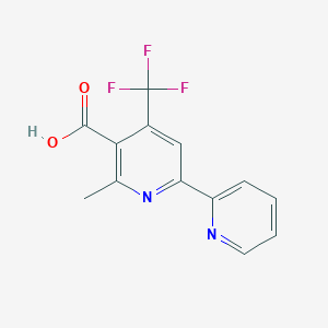 molecular formula C13H9F3N2O2 B13328037 6-Methyl-4-(trifluoromethyl)-[2,2'-bipyridine]-5-carboxylic acid 