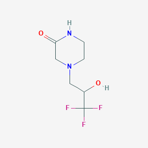 molecular formula C7H11F3N2O2 B13328102 4-(3,3,3-Trifluoro-2-hydroxypropyl)piperazin-2-one 