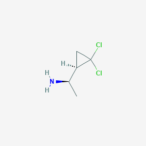 molecular formula C5H9Cl2N B13328131 (R)-1-((R)-2,2-Dichlorocyclopropyl)ethan-1-amine 