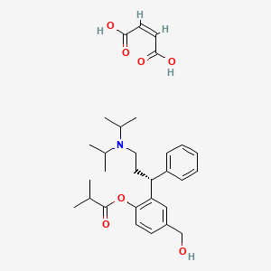 molecular formula C30H41NO7 B13328140 (R)-2-(3-(Diisopropylamino)-1-phenylpropyl)-4-(hydroxymethyl)phenyl isobutyrate maleate CAS No. 1206695-52-4