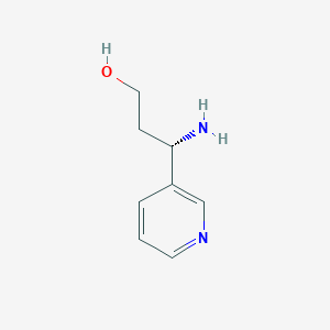 molecular formula C8H12N2O B13328156 (3S)-3-amino-3-(pyridin-3-yl)propan-1-ol 