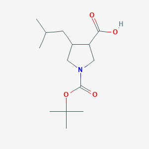 molecular formula C14H25NO4 B13328163 trans-1-Tert-butoxycarbonyl-4-isobutyl-pyrrolidine-3-carboxylic acid 