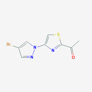 molecular formula C8H6BrN3OS B13328247 1-[4-(4-Bromo-1H-pyrazol-1-yl)-1,3-thiazol-2-yl]ethan-1-one 